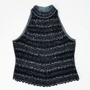 MES AMI Heavily Beaded Choker Tank Top - Womens XL